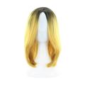 marioyuzhang Half Wigs for Yellow Women Human Hair Wig Bundles Party Wig Gradient Short Straight Hair Highlight Female Wig Cosplay Wig Realistic Straight with Flat Bangs Synthetic Colorful Cosplay