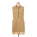 Charming Charlie Casual Dress - Shift Collared Sleeveless: Tan Print Dresses - Women's Size X-Large