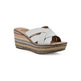 Women's White Mountain Samwell Platform Wedge Sandal by White Mountain in White Smooth Multi (Size 10 M)