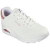 Sneaker SKECHERS "UNO - POP BACK", Damen, Gr. 35, rosa (weiß, rosa), Lederimitat, Veloursleder, sportlich, Schuhe Sneaker, Freizeitschuh, Halbschuh, Schnürschuh komfortabler Skech-Air Funktion
