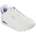 Sneaker SKECHERS "UNO - POP BACK" Gr. 35, bunt (weiß, violett) Damen Schuhe Sneaker Freizeitschuh, Halbschuh, Schnürschuh komfortabler Skech-Air Funktion Bestseller