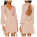 Free People Dresses | Free People It Takes Two Long Sleeve Mini Dress In Multi Ivory Combo - Small | Color: Cream/Pink | Size: S