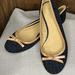 Coach Shoes | Coach Women's 7.5 Daisey Perforated Black Suede Ballet Flats W/Camel Trim~ Euc! | Color: Black/Tan | Size: 7.5