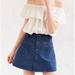 Urban Outfitters Skirts | Denim Skirt Size L Mini Snap Front A-Line Flare Objects Without Meaning Uo Co | Color: Blue | Size: L