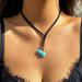 Free People Jewelry | Free People Turquoise Velvet Wrap Necklace | Color: Blue | Size: Os