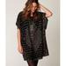 Free People Tops | Free People New Romantics Black Gold Mesh Beaded Geometric Poncho Tunic Top Boho | Color: Black/Gold | Size: S