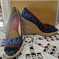 Michael Kors Shoes | Michael Kors Size 9 Wedges Blue/Red | Color: Blue | Size: 9