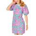 Lilly Pulitzer Dresses | Lilly Pulitzer Roni Stretch Blue Peri Sunrise Bay Shift Dress 2 Puff Sleeve Mini | Color: Blue/Pink | Size: 2