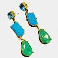 Kate Spade Jewelry | Kate Spade Turquoise Blues Green Linear Fiesta Crystal Dangle Drop Earrings | Color: Blue/Green | Size: Os
