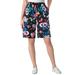 Plus Size Women's Sport Knit Short by Woman Within in Black Multi Floral (Size 2X)