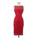 Bebe Cocktail Dress - Sheath Scoop Neck Sleeveless: Red Print Dresses - Women's Size 2
