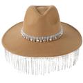 FOLODA Womens Rhinestones Cowgirl Cowboy Hat Wide Brim Glitter Western Cowboy Hat Cosplay Wide Brim Hat Cowboy Hat With Fringed Bandana