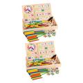 SAFIGLE 2pcs Wooden Math Game Sticks Toy Educational Toys for Kids Counting Rods with Box Mathematical Stick Wooden Number Cards Puzzle Counting Stick Computing Box Child Bamboo