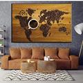 RVCKVS Retro Coffee Bean World Map Wall Art Posters and Prints Vintage Map of the World Canvas Painting for Room Office Decor 70x110cm Frameless