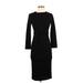 Shein Casual Dress - Midi Crew Neck 3/4 sleeves: Black Solid Dresses - Women's Size X-Small