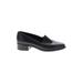 Nine West Heels: Loafers Chunky Heel Work Black Solid Shoes - Women's Size 6 1/2 - Almond Toe