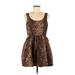 Zara Casual Dress - A-Line Scoop Neck Sleeveless: Tan Leopard Print Dresses - Women's Size Medium