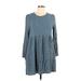 American Eagle Outfitters Casual Dress - A-Line Crew Neck Long sleeves: Blue Dresses - Women's Size Large