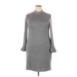 White House Black Market Casual Dress - Sweater Dress Turtleneck Long Sleeve: Gray Marled Dresses - Women's Size X-Large