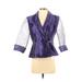 Alex Evenings Blazer Jacket: Short Purple Print Jackets & Outerwear - Women's Size Small