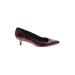 Stuart Weitzman Heels: Pumps Kitten Heel Work Burgundy Print Shoes - Women's Size 8 - Pointed Toe