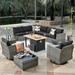 OVIOS Deep Seat Wicker 11-piece Sectional Set Swivel Chairs Fire Pit