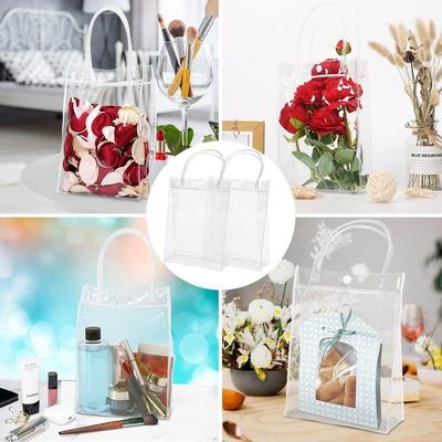 20Pcs Clear Gift Bags with Handle,Clear Gift Bags for Favors Transparent Gift Wrap Bags for Wedding Candy Bags