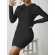 Robe à Capuche Slim et Slim de Style Coréen Mmob pour Femme Jupe Enveloppée à la Hanche Noir Pur