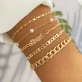 Ensemble de bracelets en or bohème pour femmes bracelet à breloques avec lettre d'angle fausse