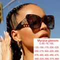 Lunettes de soleil polarisées pour myopie pour femme grand cadre de luxe protection UV marque de