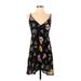 Band of Gypsies Casual Dress - Slip dress: Black Floral Dresses - Women's Size X-Small
