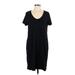 Eddie Bauer Casual Dress - Shift Scoop Neck Short sleeves: Black Print Dresses - Women's Size Large