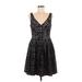 Betsey Johnson Cocktail Dress - A-Line V Neck Sleeveless: Black Solid Dresses - Women's Size 6