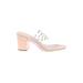 Carvela Heels: Slide Chunky Heel Casual Tan Solid Shoes - Women's Size 38 - Open Toe