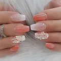 Faux ongles papillon biscuits de style français doux presse à couverture complète faux ongles de