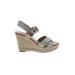 Saks Fifth Avenue Wedges: Gray Print Shoes - Women's Size 7 1/2 - Open Toe