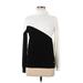 Calvin Klein Turtleneck Sweater: Ivory Color Block Tops - Women's Size Medium