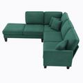 Green Sectional - Latitude Run® Sectional Sofa,5-Seat Practical Couch Set w/ Chaise Lounge & 3 Pillows | 35 H x 90 W x 88 D in | Wayfair