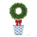 The Holiday Aisle® Christmas Wreath Topiary On Canvas by Annie LaPoint Print Canvas in White | 36 H x 24 W x 1.25 D in | Wayfair