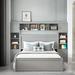 Latitude Run® Wooden Bed w/ All-in-one Cabinet, Shelf, 2 Drawers, Trundle & Sockets Wood in Gray | 62.6 H x 92.8 W x 94.3 D in | Wayfair