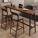 Corrigan Studio® Mamuni Rectangular Bar Height Outdoor Dining Set w/ Cushions Wood in Brown/Gray/Green | 78.74 W x 17.72 D in | Wayfair