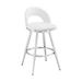 Orren Ellis Coralyn 30 Inch Swivel Barstool Chair, Round Open Back Leather/Metal/Faux leather in Gray/Brown | 38 H x 17.5 W x 20.5 D in | Wayfair