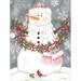 The Holiday Aisle® Snowman w/ Berry Garland On Canvas by Lisa Kennedy Print Canvas in Gray/Red/White | 30 H x 20 W x 1.25 D in | Wayfair