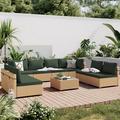 Wade Logan® Patio Conversation Set 9-Piece Beige Wicker w/ Dark Gray Cusions & Side Table in Brown | Wayfair 64B2CAE61BD54069A3420FE6F26F9D51