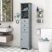 Red Barrel Studio® Fetah Tall Bathroom Cabinet, Freestanding Storage Cabinet w/ 3 Drawers & Adjustable Shelf Manufactured in Gray | Wayfair