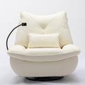 Ivy Bronx 270 Degree Swivel Power Recliner w/ Hidden Arm Storage & Mobile Phone Holder, Leather in White | Wayfair 624E1B194EC64E5295E6969DAAB05895