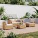 Latitude Run® 5-Pieces Beige Rattan Conversation Set w/ Beige Cusions for Outdoors in Brown | Wayfair 1F31C44F1E8F488082BACA04E4C8DF63