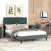 Mercer41 Yveline Platform Bed Upholstered/Velvet in Green | 42.7 H x 58.7 W x 79.1 D in | Wayfair 456AED3A2FAC44D4B0B2F982C0274149