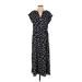 Ann Taylor LOFT Casual Dress - Midi V-Neck Short sleeves: Black Dresses - Women's Size X-Small