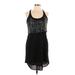 MM Couture by Miss Me Cocktail Dress: Black Solid Dresses - Women's Size Large